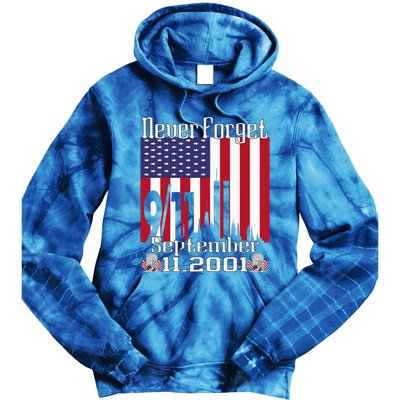 Never Forget September 11 2001 American Flag Tie Dye Hoodie