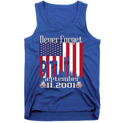 Never Forget September 11 2001 American Flag Tank Top