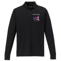 Never Forget September 11 2001 Memorial Day American Flag Performance Long Sleeve Polo