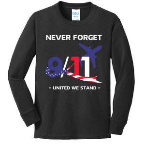 Never Forget September 11 2001 Memorial Day American Flag Kids Long Sleeve Shirt