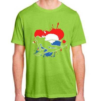 Netherlands Flag Skier Dutch Alpine Skiing Adult ChromaSoft Performance T-Shirt