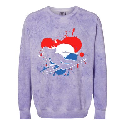 Netherlands Flag Skier Dutch Alpine Skiing Colorblast Crewneck Sweatshirt