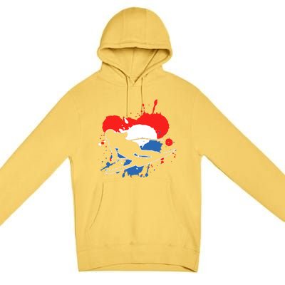 Netherlands Flag Skier Dutch Alpine Skiing Premium Pullover Hoodie