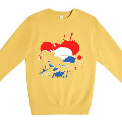 Netherlands Flag Skier Dutch Alpine Skiing Premium Crewneck Sweatshirt