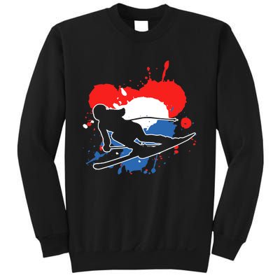 Netherlands Flag Skier Dutch Alpine Skiing Sweatshirt