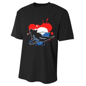 Netherlands Flag Skier Dutch Alpine Skiing Performance Sprint T-Shirt