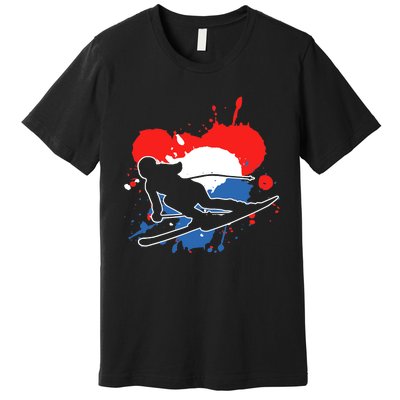 Netherlands Flag Skier Dutch Alpine Skiing Premium T-Shirt