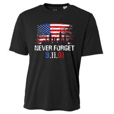 Never Forget September 11 2001 Memorial Day American Flag Cooling Performance Crew T-Shirt