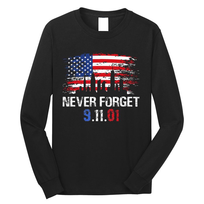 Never Forget September 11 2001 Memorial Day American Flag Long Sleeve Shirt