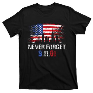 Never Forget September 11 2001 Memorial Day American Flag T-Shirt