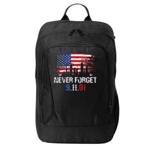 Never Forget September 11 2001 Memorial Day American Flag City Backpack