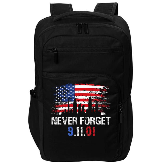 Never Forget September 11 2001 Memorial Day American Flag Impact Tech Backpack