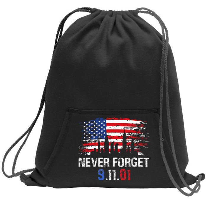 Never Forget September 11 2001 Memorial Day American Flag Sweatshirt Cinch Pack Bag