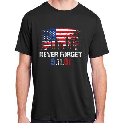 Never Forget September 11 2001 Memorial Day American Flag Adult ChromaSoft Performance T-Shirt