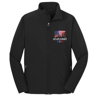 Never Forget September 11 2001 Memorial Day American Flag Core Soft Shell Jacket