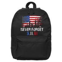 Never Forget September 11 2001 Memorial Day American Flag 16 in Basic Backpack