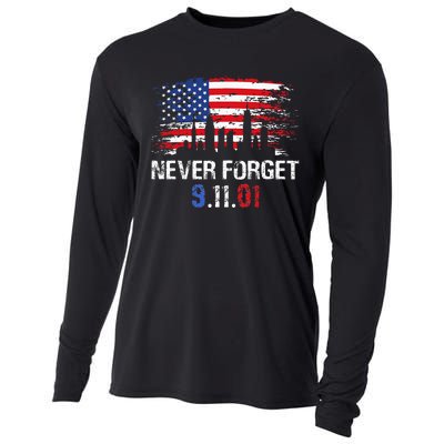 Never Forget September 11 2001 Memorial Day American Flag Cooling Performance Long Sleeve Crew