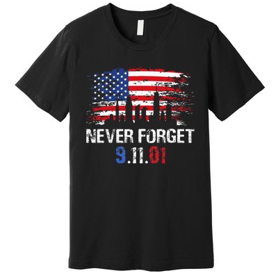 Never Forget September 11 2001 Memorial Day American Flag Premium T-Shirt