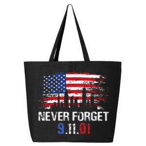 Never Forget September 11 2001 Memorial Day American Flag 25L Jumbo Tote