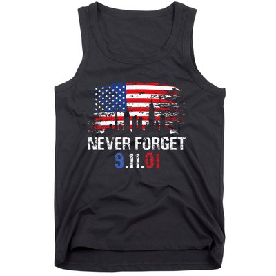 Never Forget September 11 2001 Memorial Day American Flag Tank Top