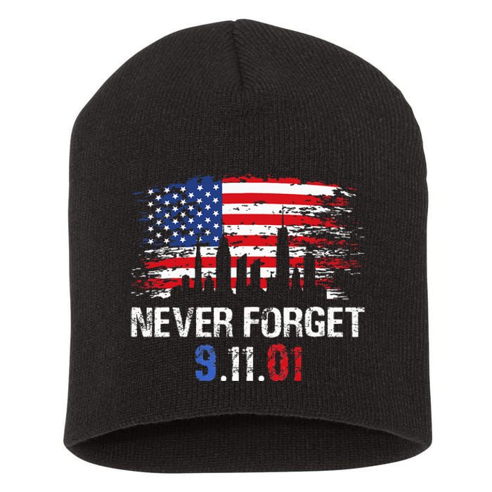 Never Forget September 11 2001 Memorial Day American Flag Short Acrylic Beanie