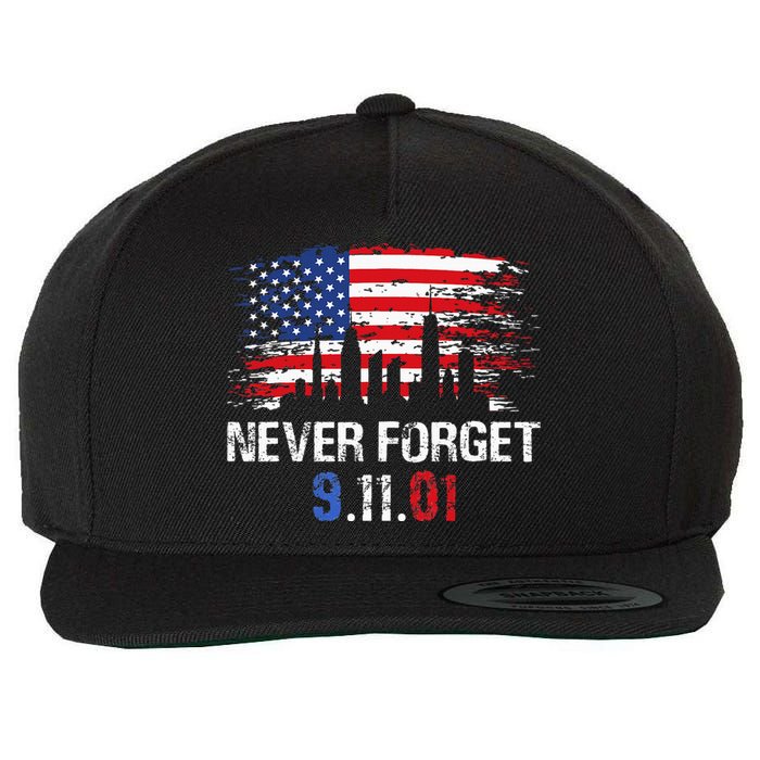 Never Forget September 11 2001 Memorial Day American Flag Wool Snapback Cap