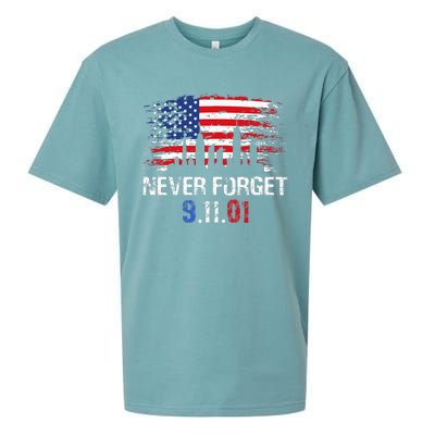 Never Forget September 11 2001 Memorial Day American Flag Sueded Cloud Jersey T-Shirt