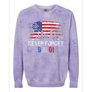 Never Forget September 11 2001 Memorial Day American Flag Gift Colorblast Crewneck Sweatshirt