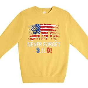 Never Forget September 11 2001 Memorial Day American Flag Gift Premium Crewneck Sweatshirt