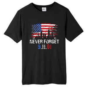 Never Forget September 11 2001 Memorial Day American Flag Gift Tall Fusion ChromaSoft Performance T-Shirt