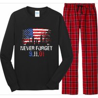 Never Forget September 11 2001 Memorial Day American Flag Gift Long Sleeve Pajama Set