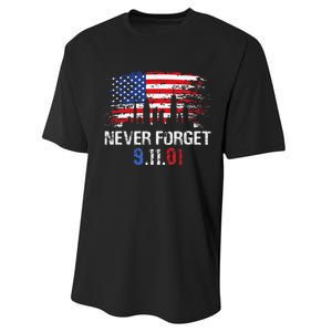 Never Forget September 11 2001 Memorial Day American Flag Gift Performance Sprint T-Shirt