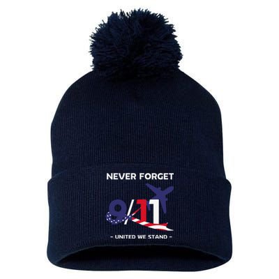 Never Forget September 11 2001 Memorial Day American Flag Gift Pom Pom 12in Knit Beanie