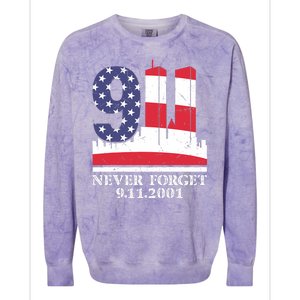 Never Forget September 11 2001 Memorial Day American Flag Colorblast Crewneck Sweatshirt