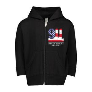 Never Forget September 11 2001 Memorial Day American Flag Toddler Zip Fleece Hoodie