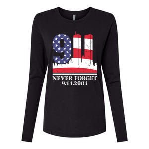 Never Forget September 11 2001 Memorial Day American Flag Womens Cotton Relaxed Long Sleeve T-Shirt