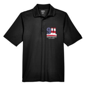 Never Forget September 11 2001 Memorial Day American Flag Men's Origin Performance Pique Polo