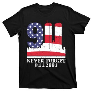 Never Forget September 11 2001 Memorial Day American Flag T-Shirt