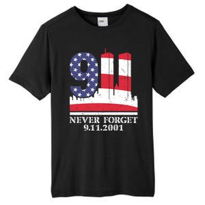 Never Forget September 11 2001 Memorial Day American Flag Tall Fusion ChromaSoft Performance T-Shirt