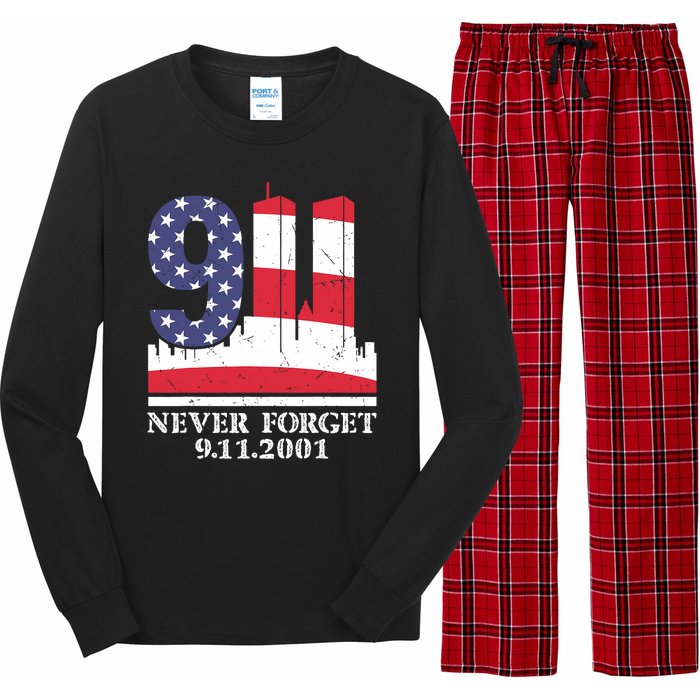 Never Forget September 11 2001 Memorial Day American Flag Long Sleeve Pajama Set