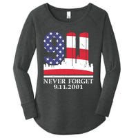 Never Forget September 11 2001 Memorial Day American Flag Women's Perfect Tri Tunic Long Sleeve Shirt