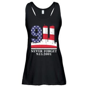 Never Forget September 11 2001 Memorial Day American Flag Ladies Essential Flowy Tank