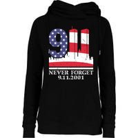 Never Forget September 11 2001 Memorial Day American Flag Womens Funnel Neck Pullover Hood