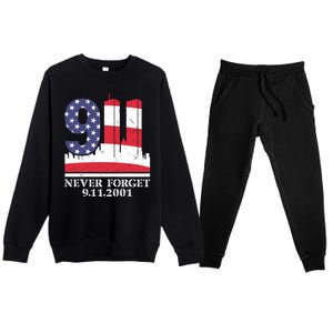 Never Forget September 11 2001 Memorial Day American Flag Premium Crewneck Sweatsuit Set