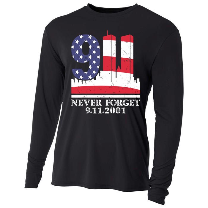 Never Forget September 11 2001 Memorial Day American Flag Cooling Performance Long Sleeve Crew