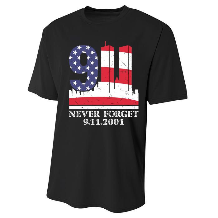 Never Forget September 11 2001 Memorial Day American Flag Performance Sprint T-Shirt