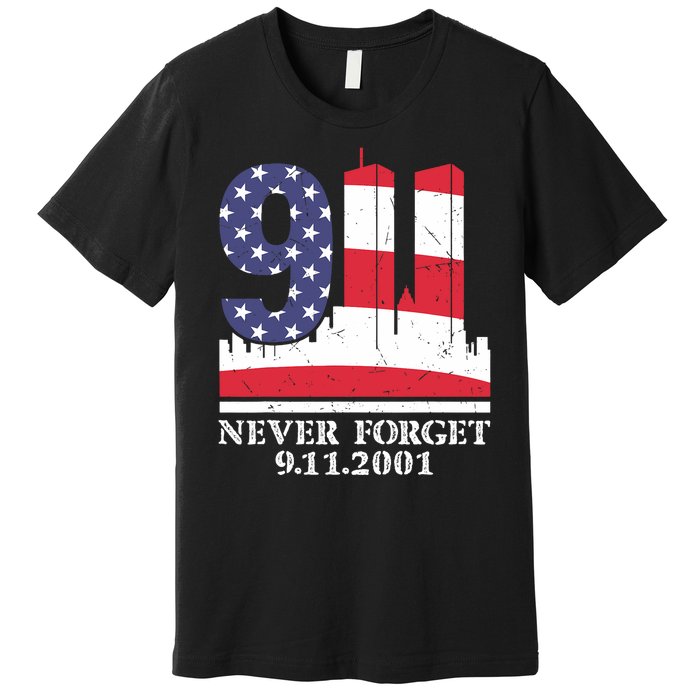 Never Forget September 11 2001 Memorial Day American Flag Premium T-Shirt