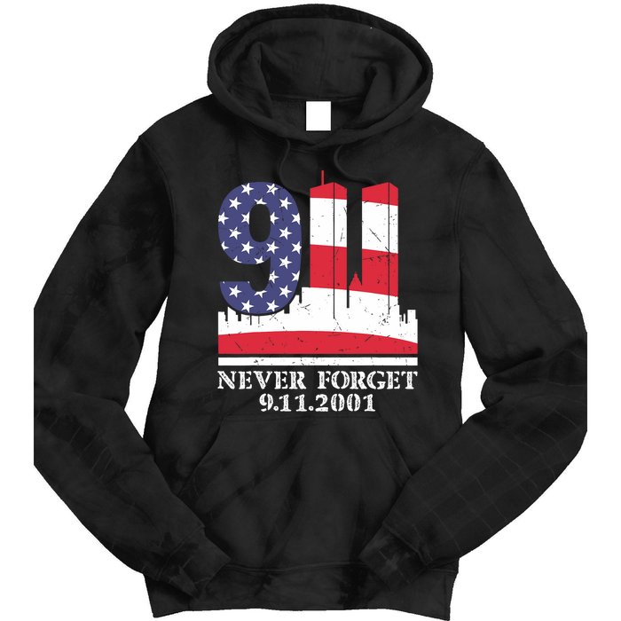 Never Forget September 11 2001 Memorial Day American Flag Tie Dye Hoodie