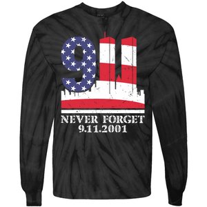 Never Forget September 11 2001 Memorial Day American Flag Tie-Dye Long Sleeve Shirt