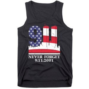 Never Forget September 11 2001 Memorial Day American Flag Tank Top